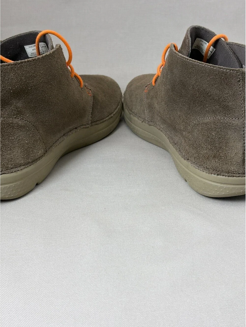 Crocs Mens 12 Suede Chukka Boots Ankle Desert Shoes Brown Orange Lace 14669